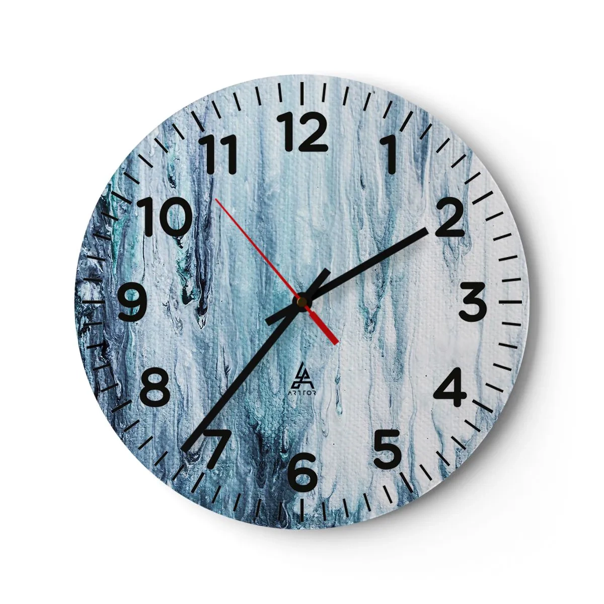 Wall clock - Clock on glass - Blue Icicles - 40x40 cm