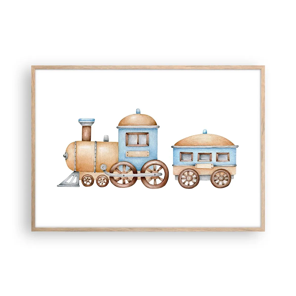 Poster in light oak frame - Standing at the Station… - 100x70 cm