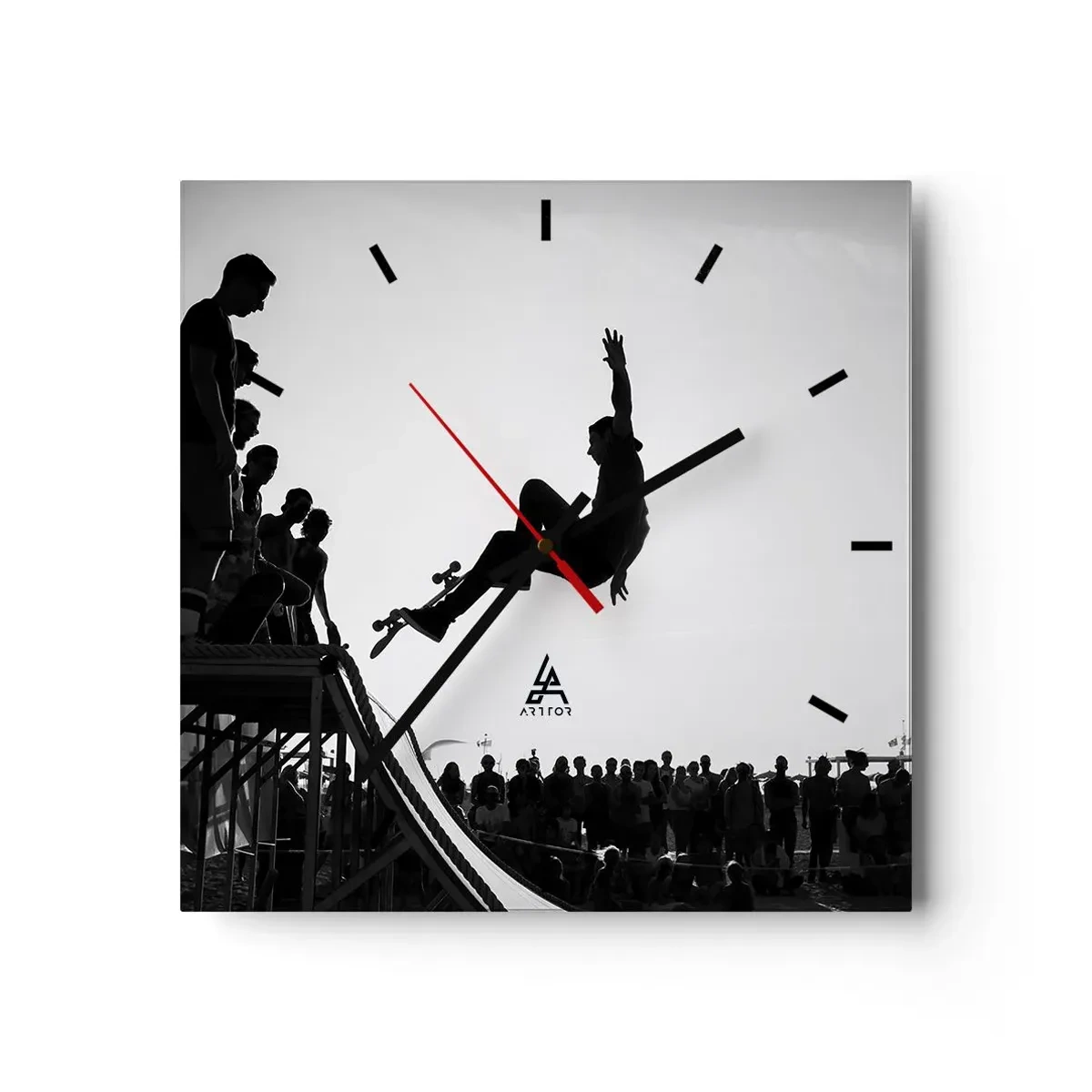 Wall clock - Clock on glass - Heroes and Spectators - 40x40 cm