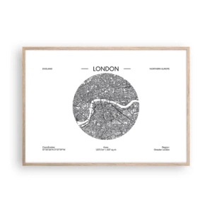 Poster in light oak frame - Anatomy of London - 100x70 cm