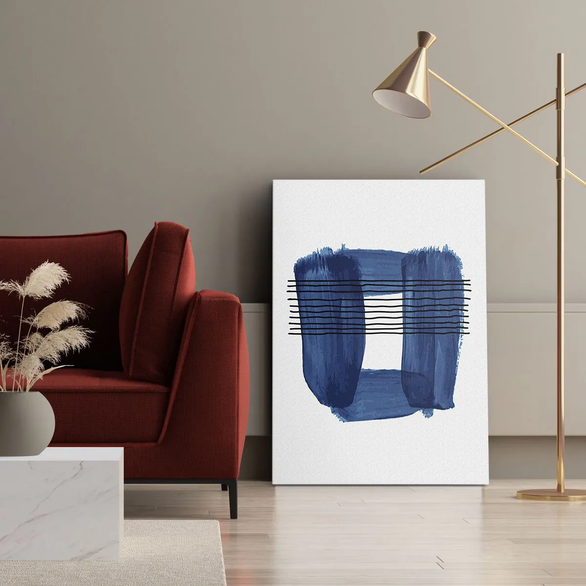 Canvas picture - Blue and Black Composition - 50x70 cm