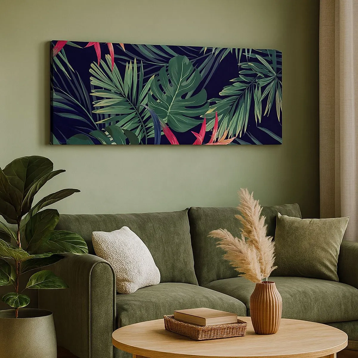 Canvas picture - Burn in Green - 100x40 cm