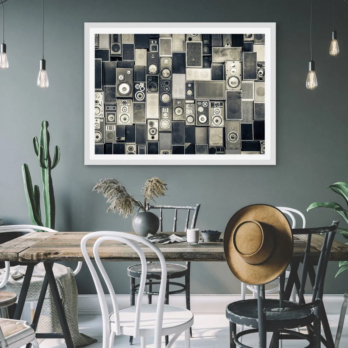 Poster in white frmae - And Music Is Playing - 40x30 cm