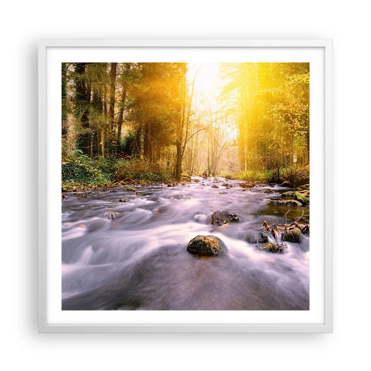 Poster in white frmae - Malachite in Silver and Gold Setting - 60x60 cm