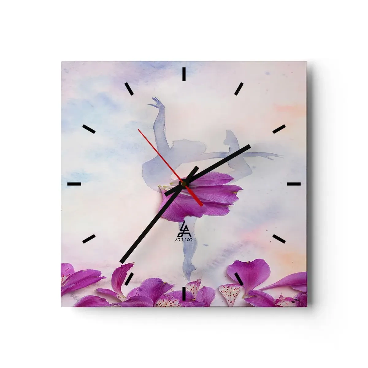 Wall clock - Clock on glass - Delicate Like a Flower - 30x30 cm