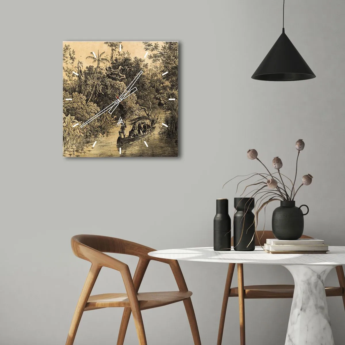 Wall clock - Clock on glass - Journey to the Spring - 30x30 cm