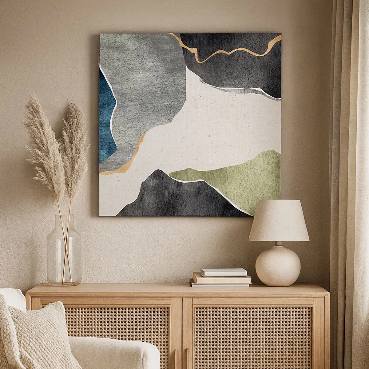 Canvas picture - Mosaic Composition with a Gold Thread - 30x30 cm