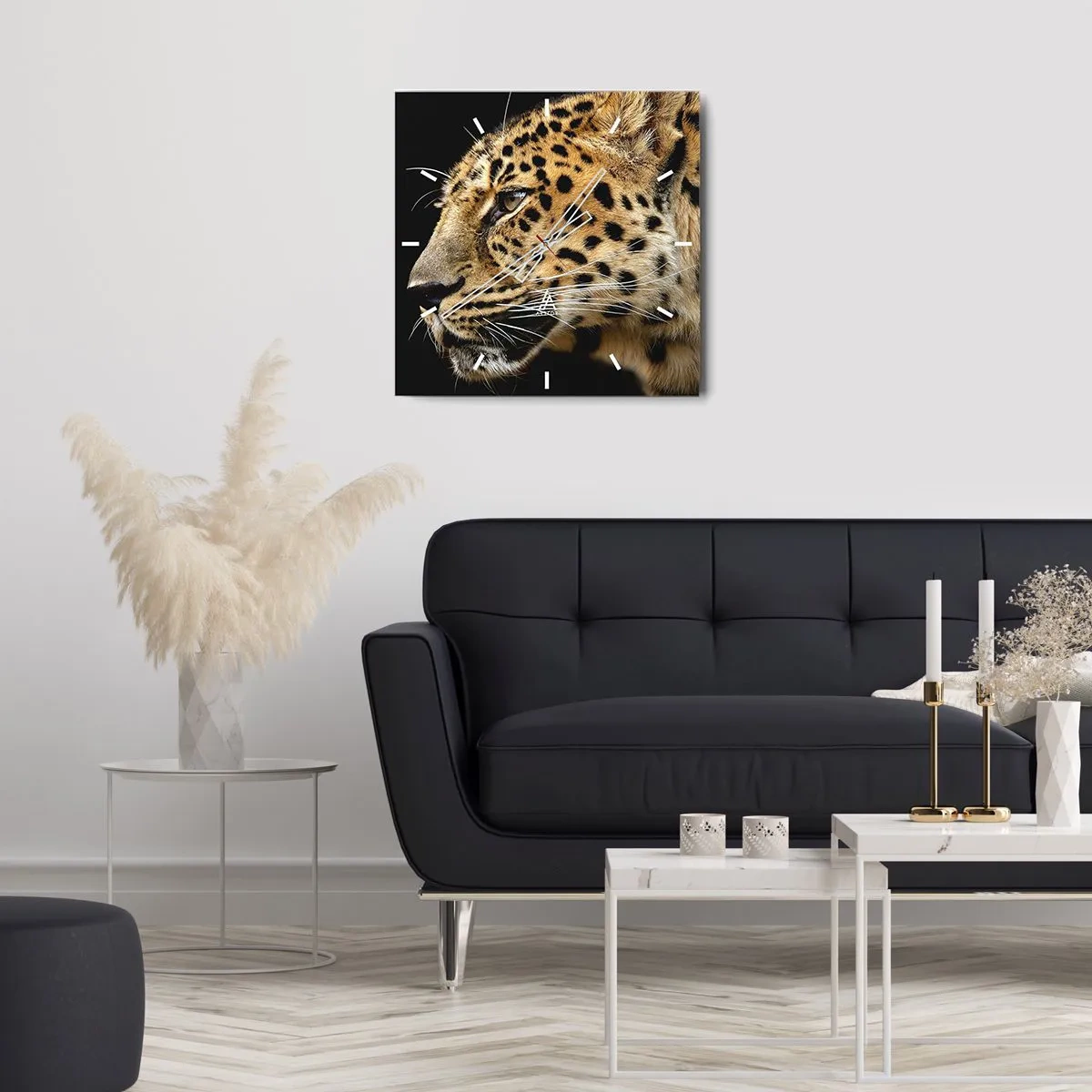 Wall clock - Clock on glass - Calm, Focused, Ready - 40x40 cm