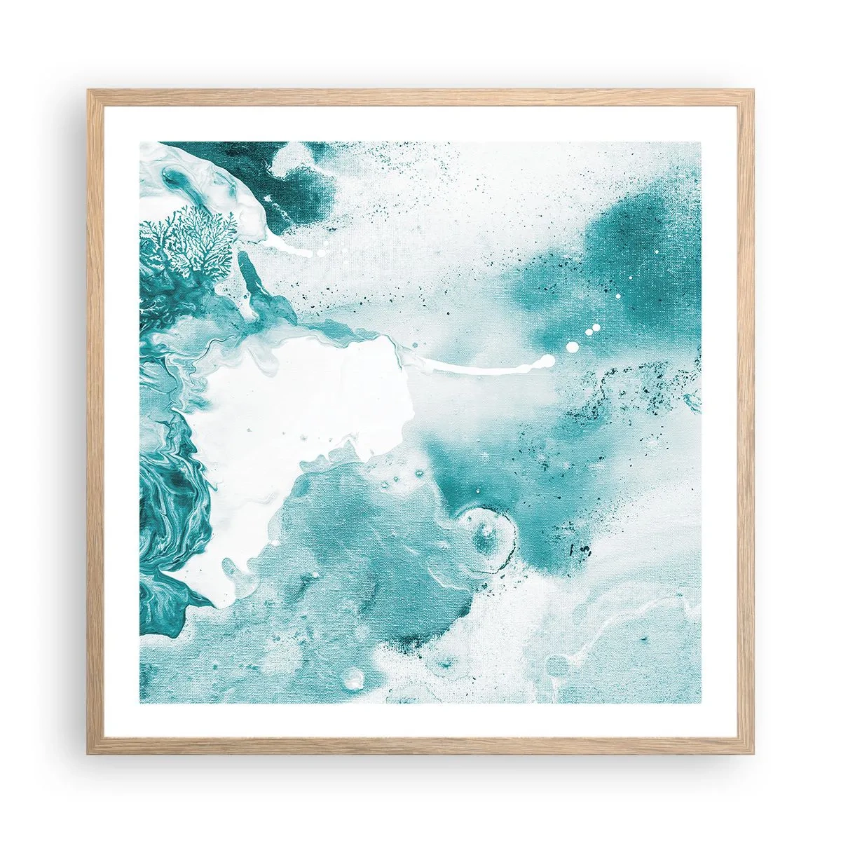Poster in light oak frame - Lakes of Blue - 60x60 cm