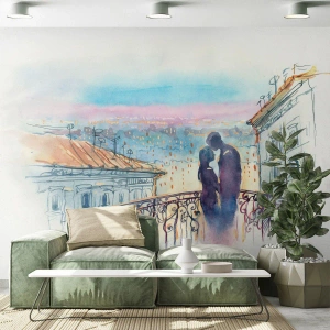 Photo Wallpaper Premium Sand - Parisian Lovers - Architecture, City, Couple of lovers - 350x256 cm