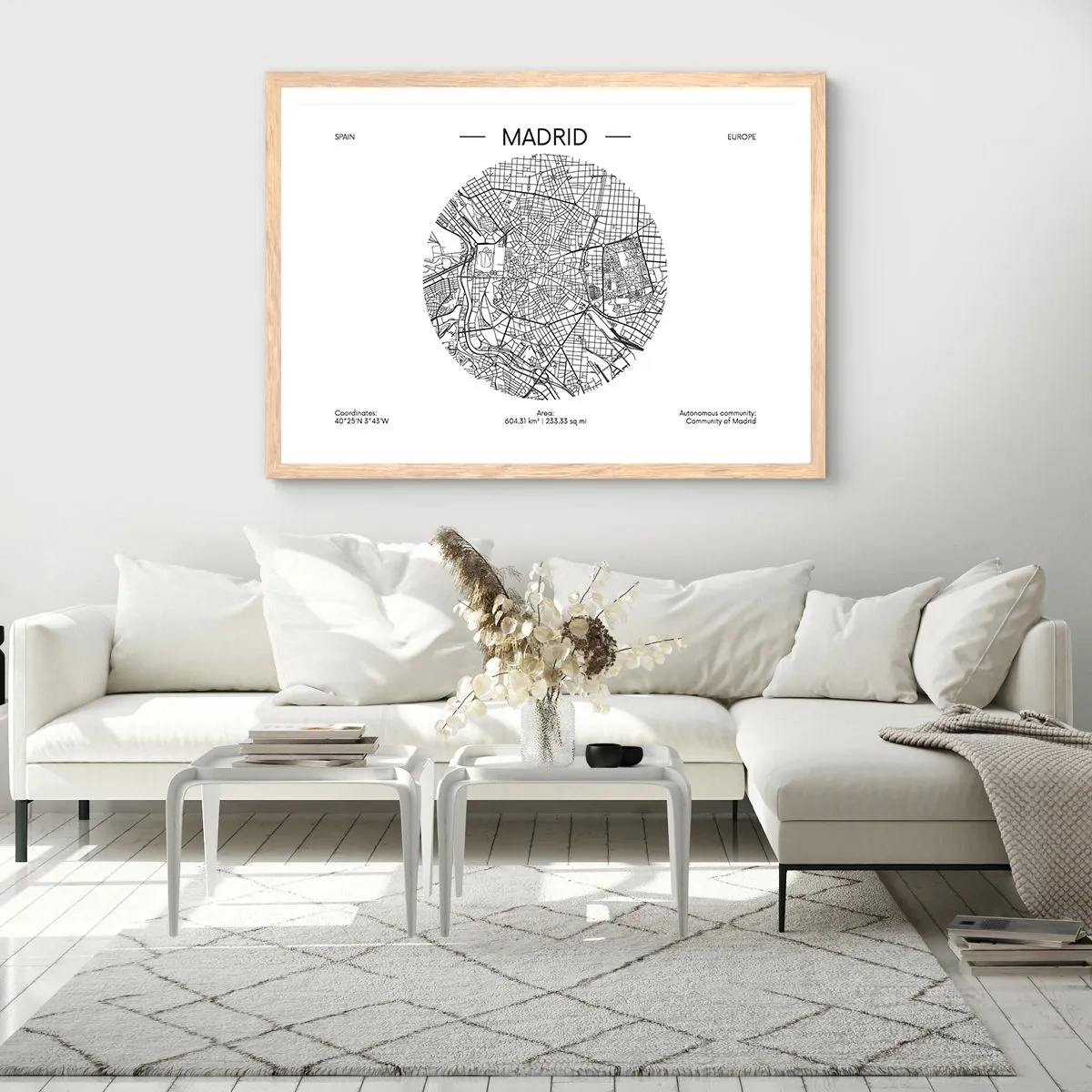 Poster in light oak frame - Anatomy of Madrid - 50x40 cm