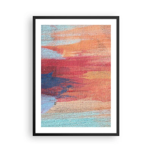 Poster in black frame - Abstract paint strokes in warm and cool tones - 50x70cm - Washed Down by Rainbow - Modern wall decoration for the living room and bedroom ARTTOR