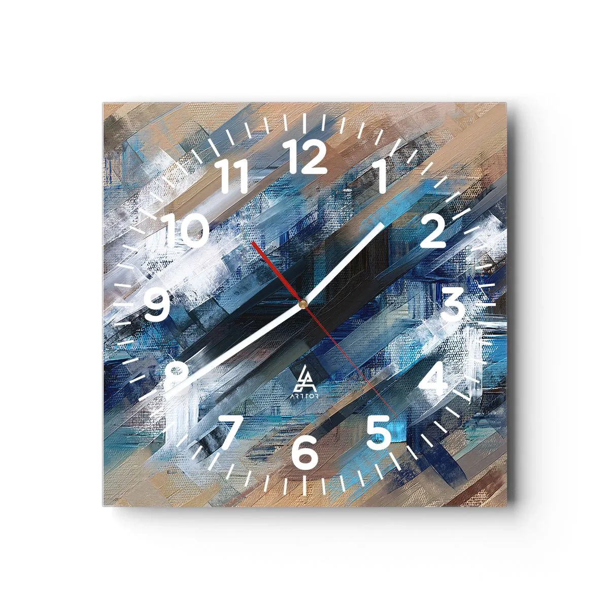Wall clock - Clock on glass - On the Blue Slant - 40x40 cm