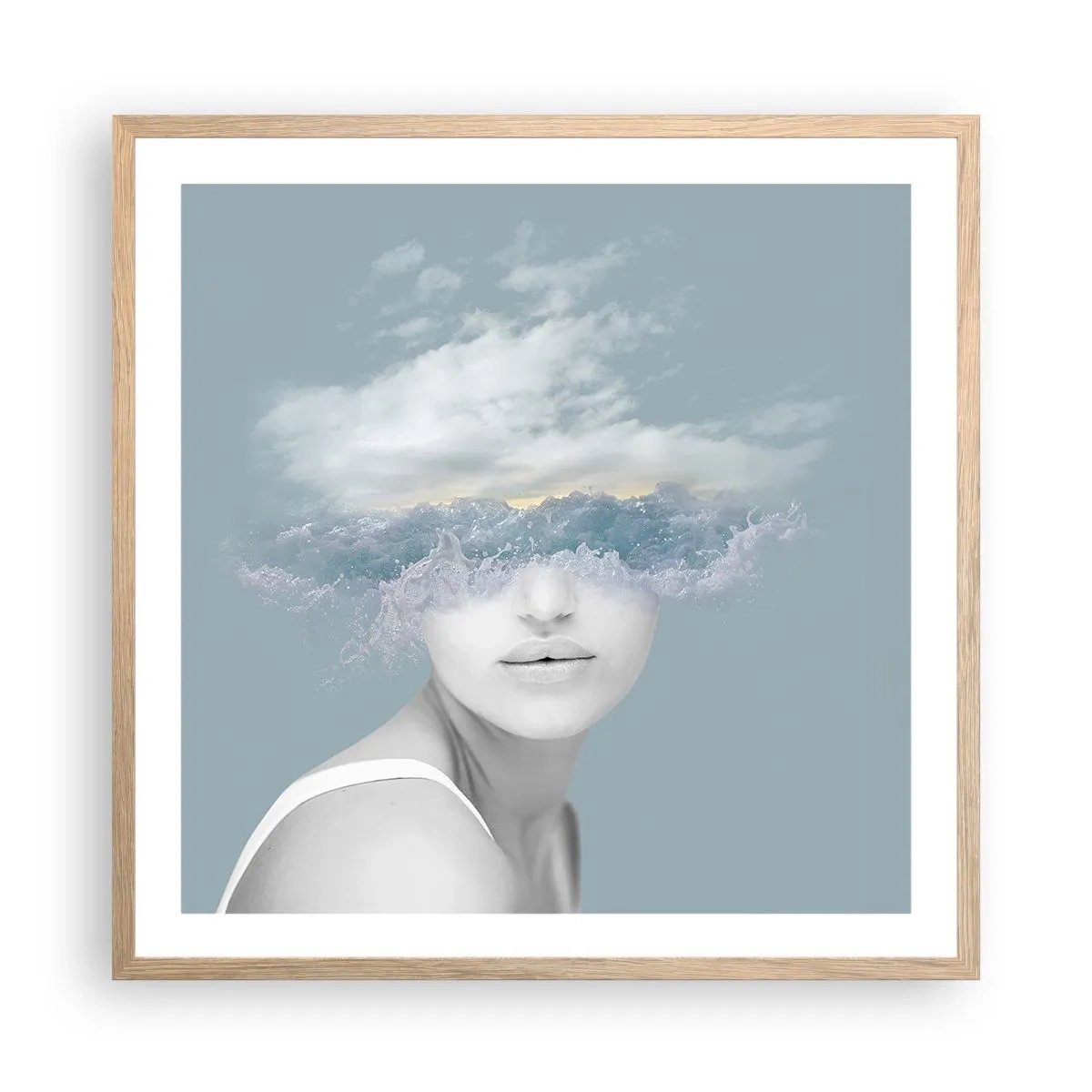 Poster in light oak frame - With the Head In the Clouds - 60x60 cm