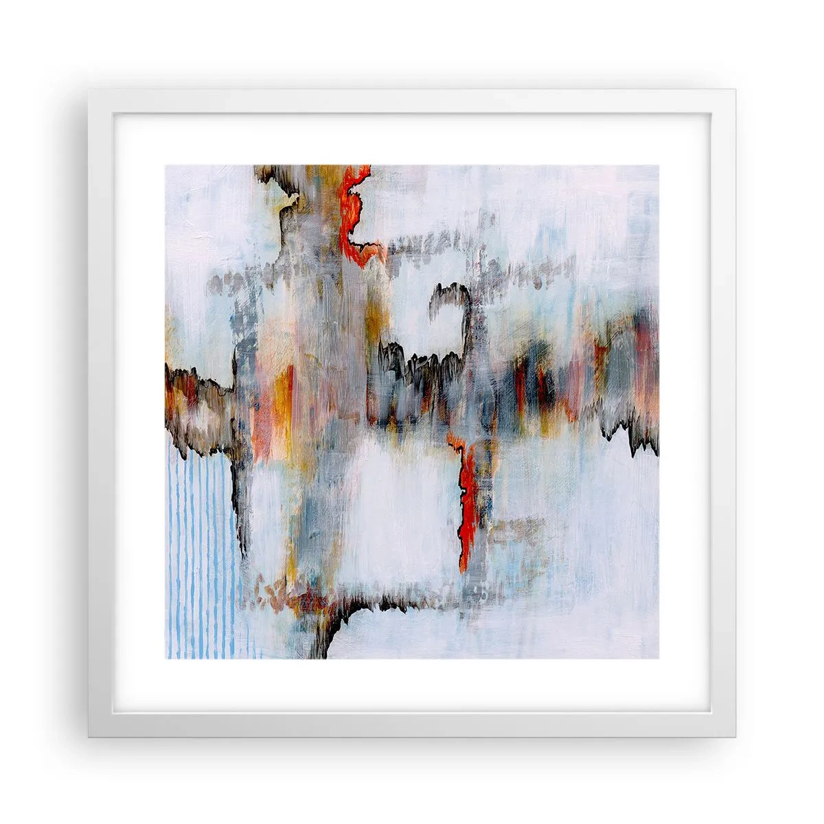 Poster in white frmae - With a Stick on Water - 40x40 cm