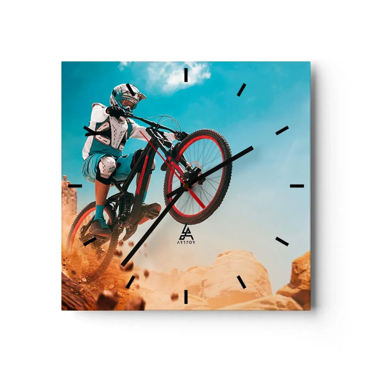 Wall clock - Clock on glass - Madness on Wheels - 40x40 cm