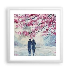 Poster in white frmae - Romantic Walk - 40x40 cm