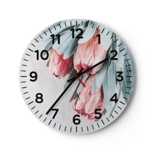 Wall clock - Clock on glass - Ashamed of Their Own Beauty - 30x30 cm