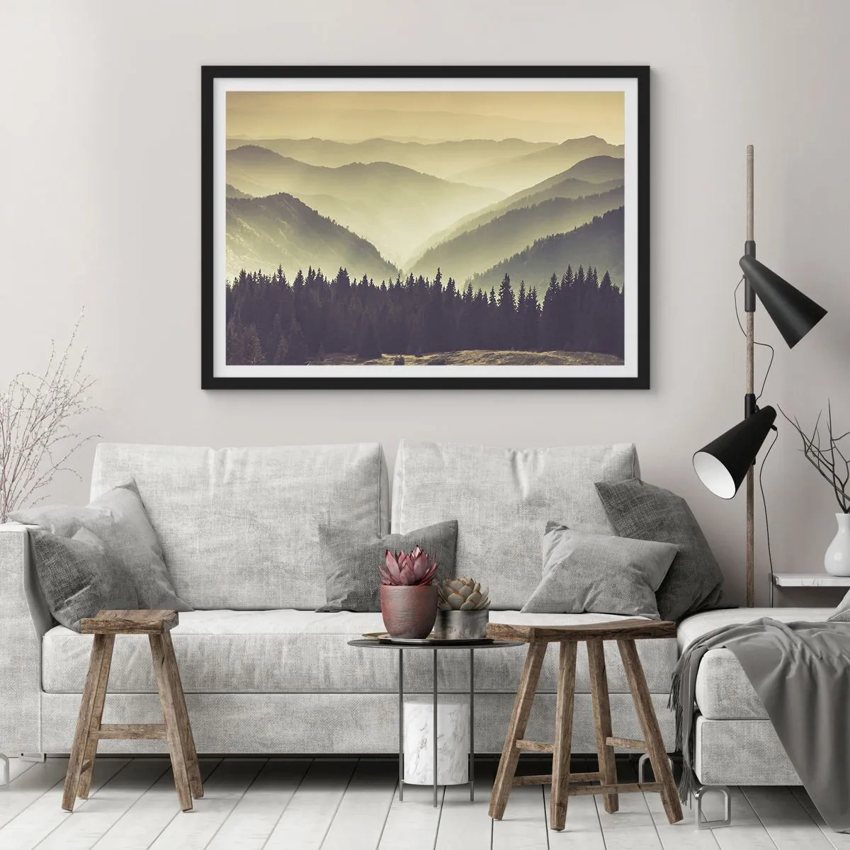 Poster in black frame - In a Faraway Land, Past the Mountains - 91x61 cm