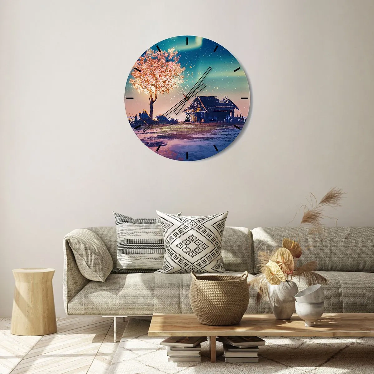 Wall clock - Clock on glass - Nature Does Not Pass Away - 40x40 cm