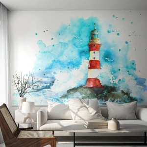 Photo Wallpaper Premium Canvas - Unity of Elements - Lighthouse, Landscape, Graphics - 200x140 cm