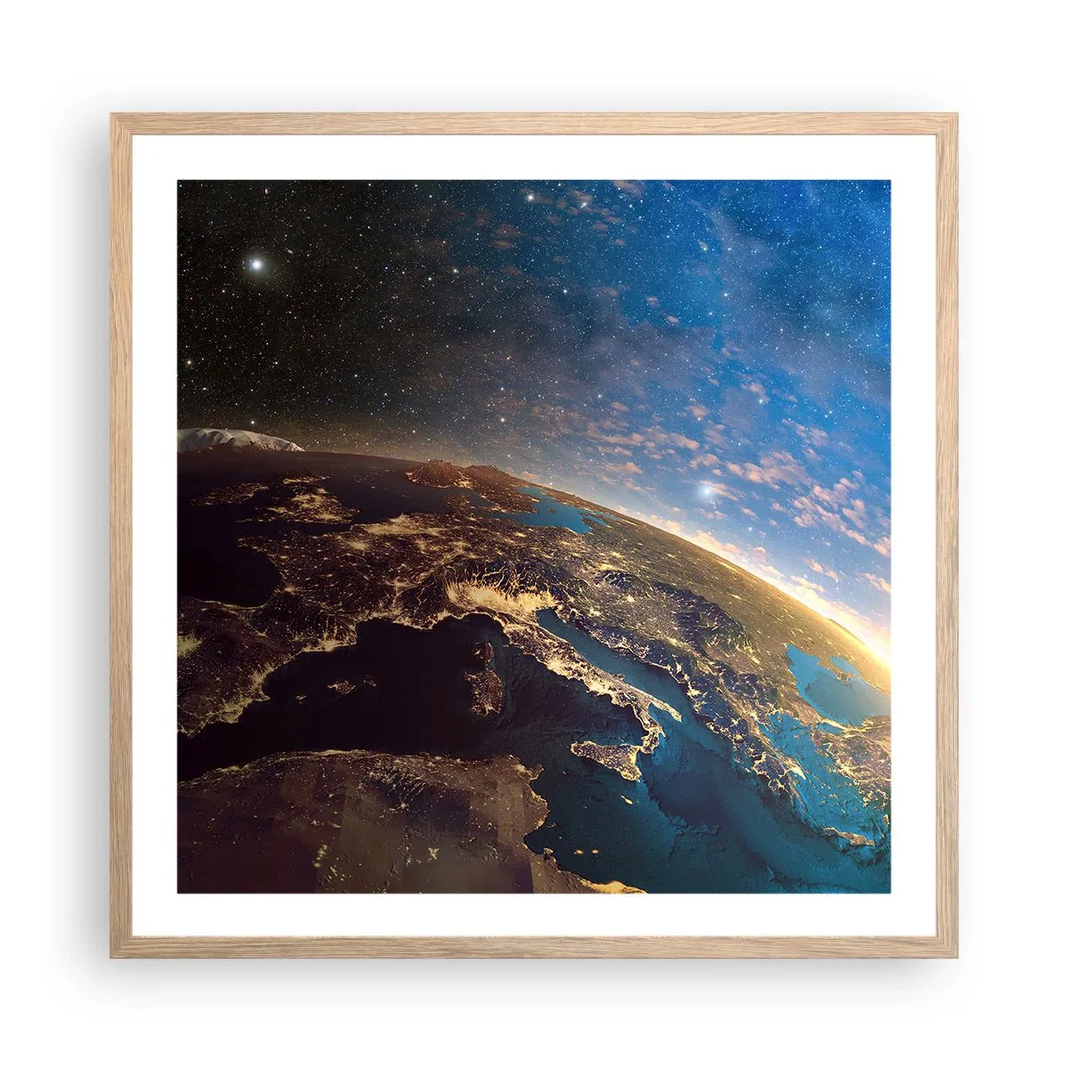 Poster in light oak frame - Let's Look at Each Other from a Distance - 60x60 cm