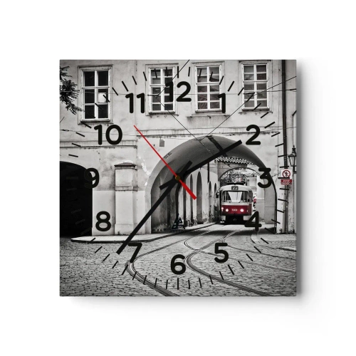 Wall clock - Clock on glass - Through City Labirynth - 40x40 cm