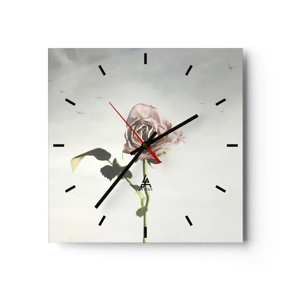 Wall clock - Clock on glass - Welcoming of Spring - 30x30 cm