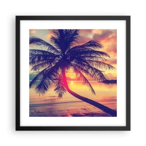 Poster in black frame - Evening under the Palm Trees - 40x40 cm