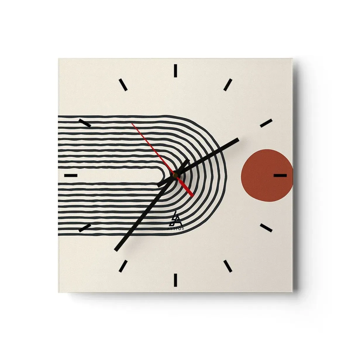 Wall clock - Clock on glass - Magnetism of Shapes and Colours - 30x30 cm