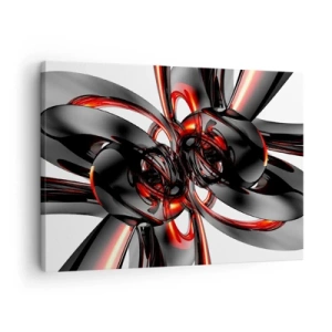 Canvas picture - Abstract 3D graphics with black and red elements - 70x50cm - Movement in Graphite and Red - Modern wall decoration for the living room and bedroom ARTTOR