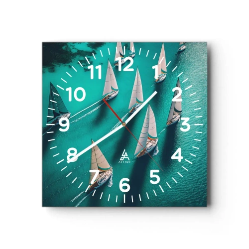 Wall clock - Clock on glass - Competing with the Wind - 40x40 cm