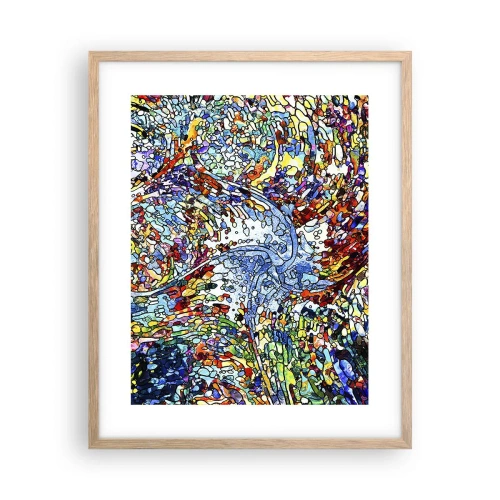 Poster in light oak frame - Stained Glass with Drops - 40x50 cm
