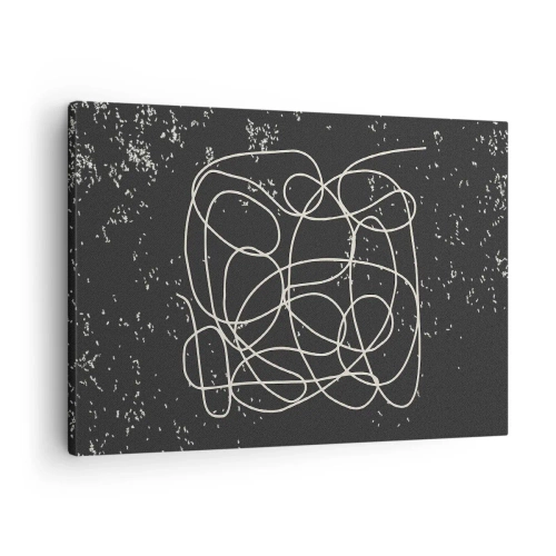 Canvas picture - Abstract line on a black background with fine details - 70x50cm - Lost Thoughts - Modern wall decoration for the living room and bedroom ARTTOR