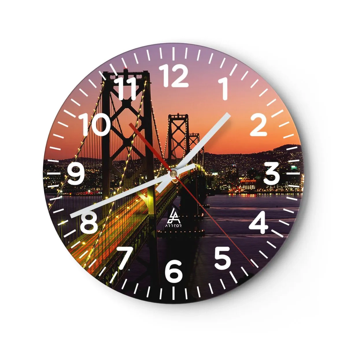 Wall clock - Clock on glass - Evening in Purple - 40x40 cm
