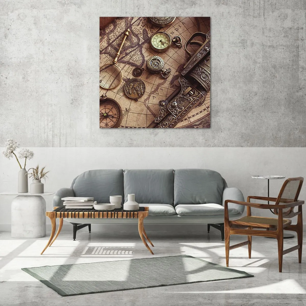 Glass picture - Adventure Calls - 60x60 cm