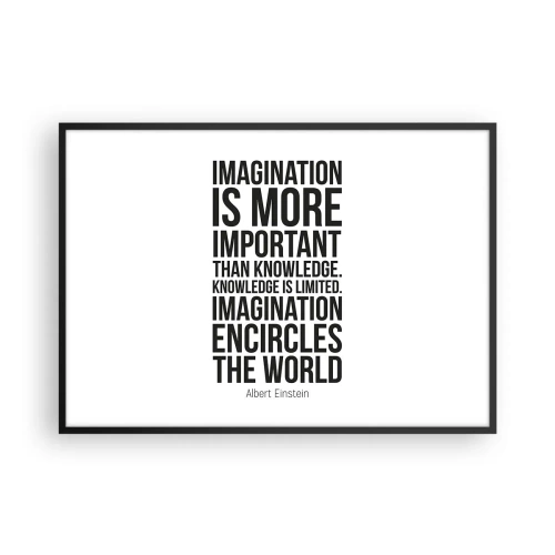 Poster in black frame - Einstein about Power of Imagination - 100x70 cm
