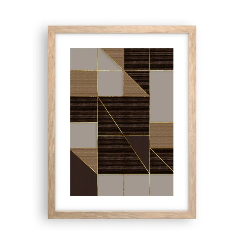 Poster in light oak frame - Mosaic of Brown and Gold - 30x40 cm