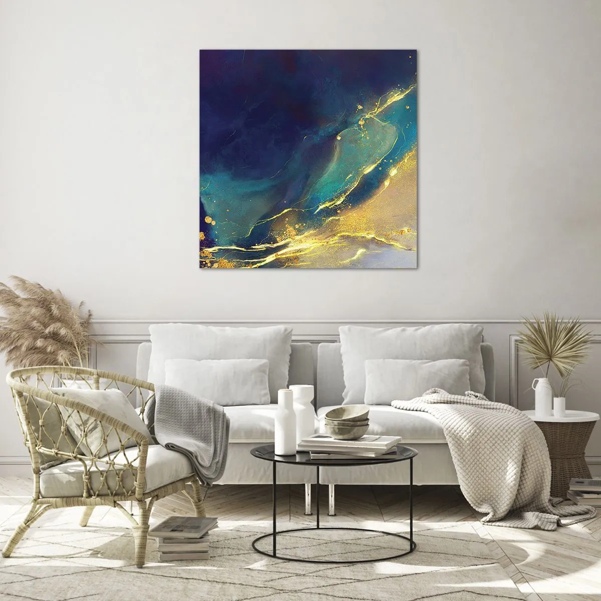 Glass picture - Golden Flood - 40x40 cm