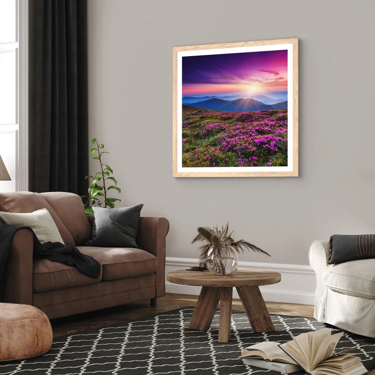 Poster in light oak frame - Smells Strongly of Herbs - 40x40 cm