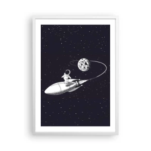 Poster in white frmae - Space Surfer - 50x70 cm