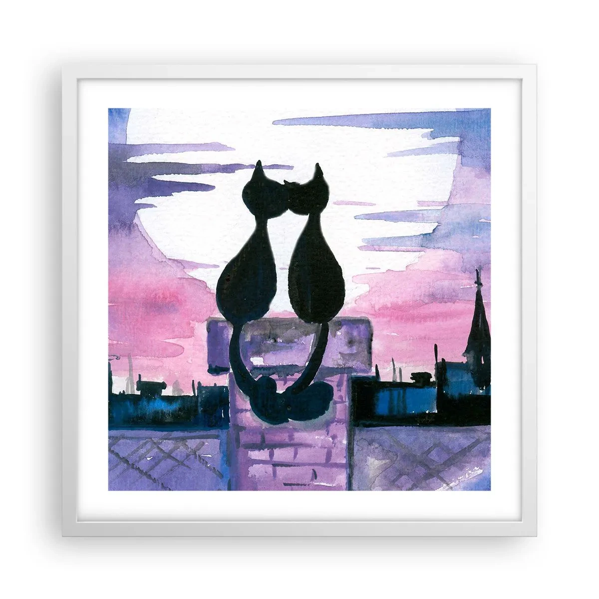 Poster in white frmae - Rendezvous under the Moon - 50x50 cm