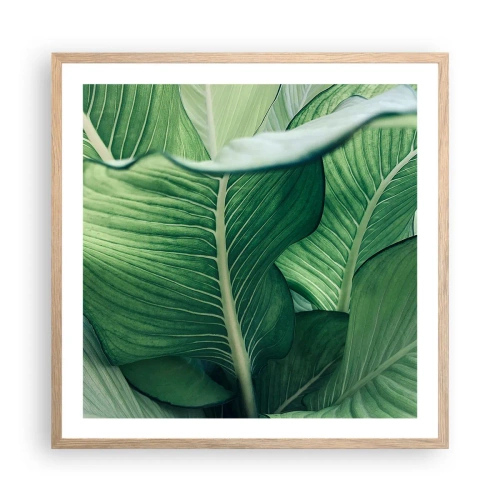Poster in light oak frame - Life in Intense Green Colour - 60x60 cm