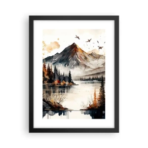 Poster in black frame - Golden Autumn in the Mountains - 30x40 cm
