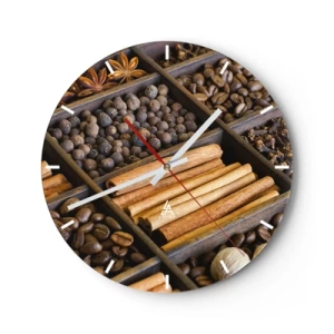 Wall clock - Clock on glass - Treasury of Aromas - 40x40 cm