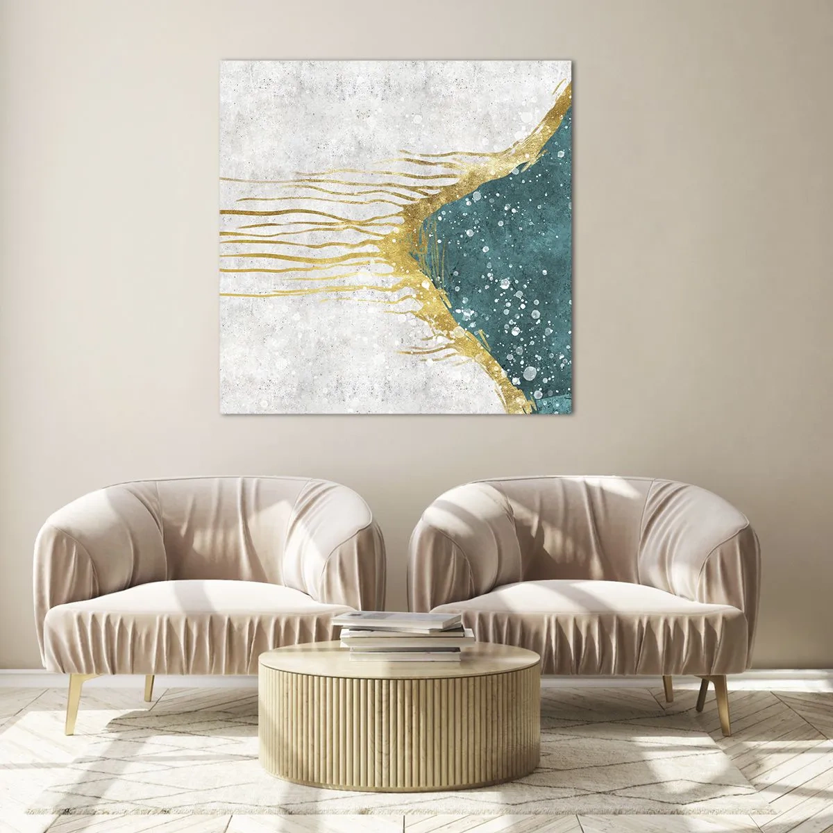 Glass picture - Golden Tide - 60x60 cm