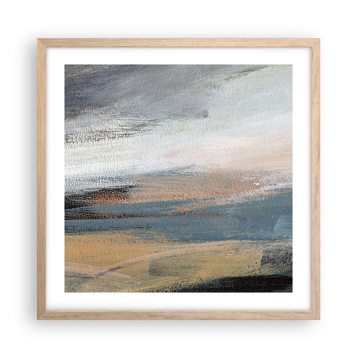 Poster in light oak frame - Abstract: Northern Landscsape - 50x50 cm
