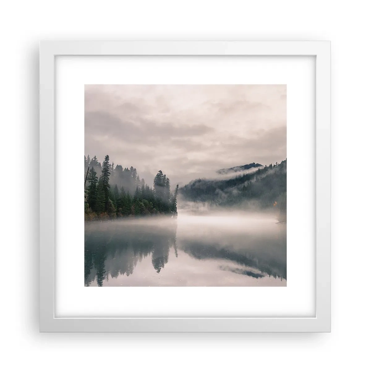 Poster in white frmae - Musing in the Fog - 30x30 cm
