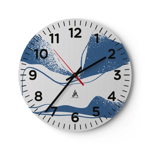 Wall clock - Clock on glass - Abstract with Wings - 30x30 cm