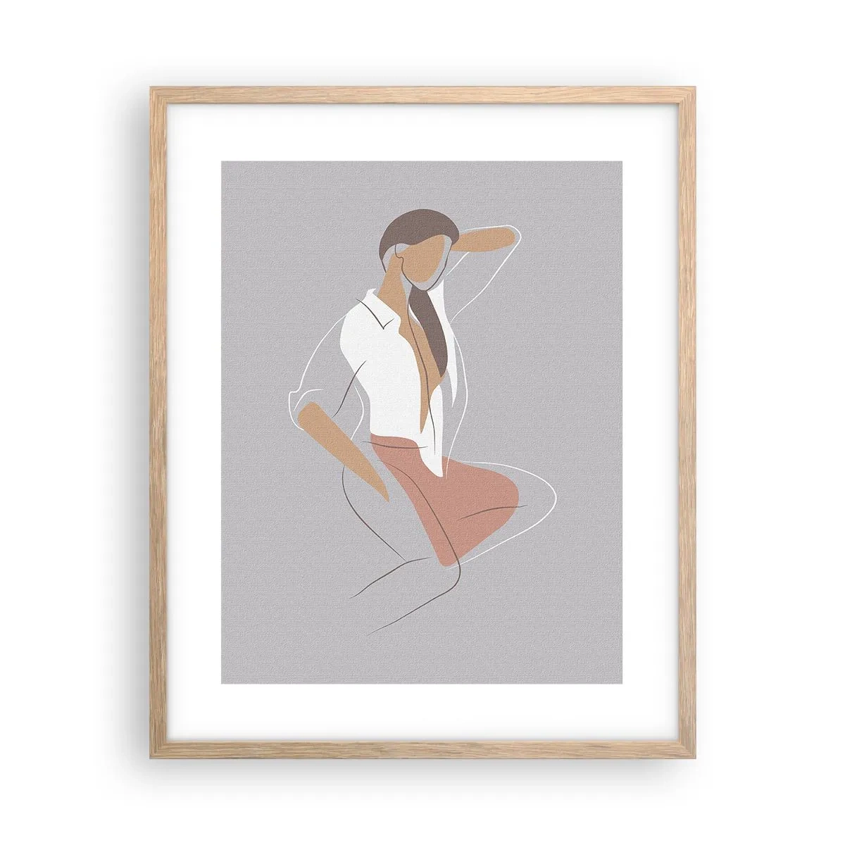 Poster in light oak frame - Outline of Charm - 40x50 cm